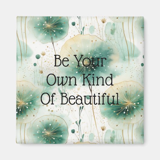 Groene witte bloemen magneet (Voorkant)