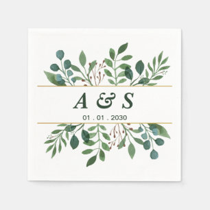 Groene Witte Bloemen Trouwservetten Servet