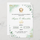 Groene & Witte Bloemen Verloving Uitnodiging Kaart (Voorkant / Achterkant)