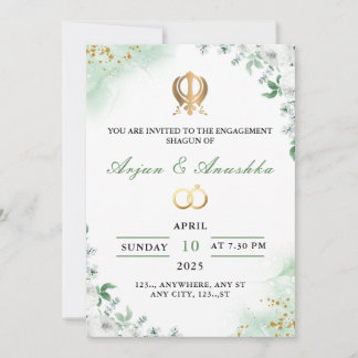 Groene & Witte Bloemen Verloving Uitnodiging Kaart