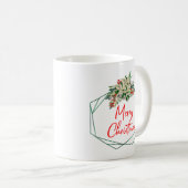 Groene Witte Bloemen Vrolijke Kerst Koffie Mok (Voorkant rechts)