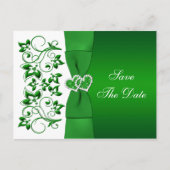Groene, witte bloemenharten bewaren de datum post  aankondigingskaart (Voorkant)