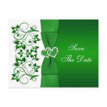 Groene, witte bloemenharten bewaren de datum post 