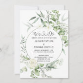 Groene witte bloemenkalligrafie alles in één kaart (Voorkant)