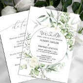 Groene witte bloemenkalligrafie alles in één kaart