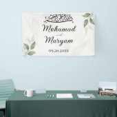 Groene Witte Bloemige Moslim Islamitische Banner (Beurs)