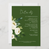 Groene Witte Bloemige Trouwdetails Kaart (Voorkant)