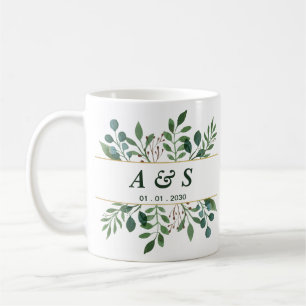 Groene Witte Bloemige Trouwkoffiemok Koffiemok