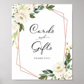 Groene witte bloemkaarten en cadeaus bord poster (Voorkant)