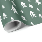 Groene witte bomen illustratie kerstpatroon cadeaupapier (Rol Hoek)