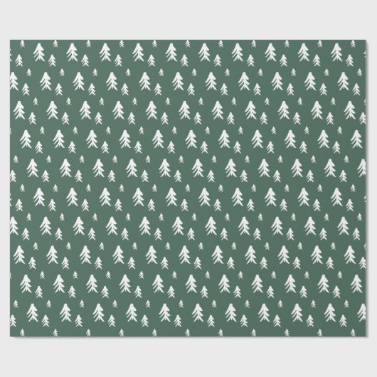 Groene witte bomen illustratie kerstpatroon cadeaupapier (Vlak)