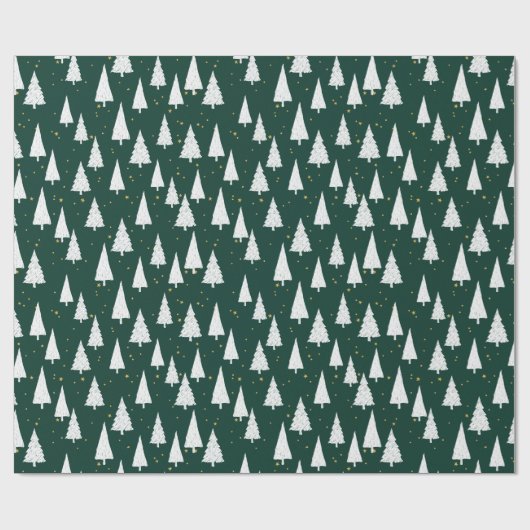 Groene witte bomen Kerstvakantie Cadeaupapier (Vlak)