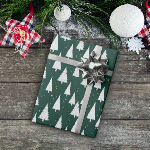 Groene witte bomen Kerstvakantie Cadeaupapier