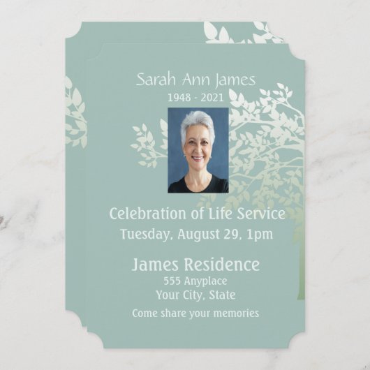 Groene witte boom laat aangepaste herinneringen ui kaart (Voorkant / Achterkant)