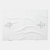 Groene & Witte Botanische Jouw naam Keuken Theedoek (Horizontaal)