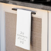 Groene & Witte Botanische Jouw naam Keuken Theedoek