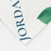 Groene Witte Botanische waterverf laat baby naam Fleece Deken (Hoek)