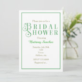 Groene & Witte Bruidsuitnodiging Classy Chic Kaart (Staand voorkant)