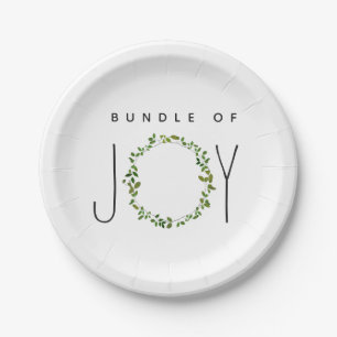 Groene, witte bundel met een neutraal Baby shower Papieren Bordje