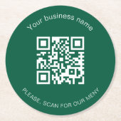 Groene witte business bar restaurant menu qr code ronde kartonnen onderzetter (Voorkant)