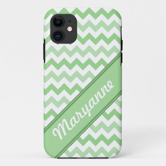 Groene & Witte Chevron diagonale tekst iPhone 5 Ho Case-Mate iPhone Case (Achterkant)