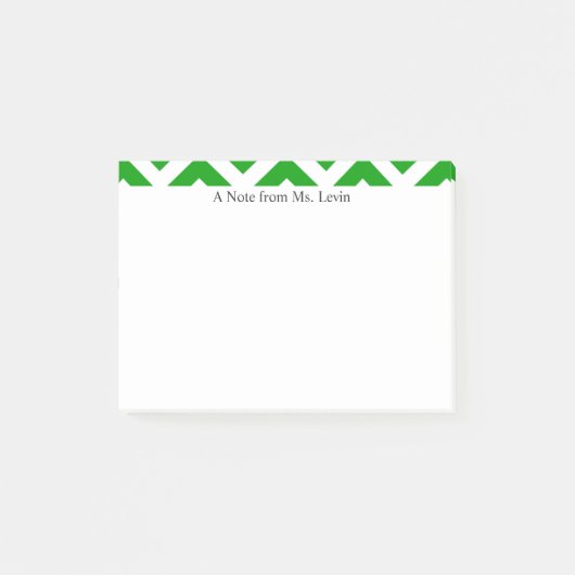 Groene witte Chevron Lines Aangepaste Post-it Nota Post-it® Notes (Voorkant)