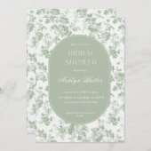 Groene Witte Chinoiserie Bruids Douche Uitnodiging (Voorkant / Achterkant)