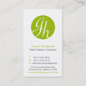 Groene witte cirkel initiaal modern visitekaartje (Voorkant)