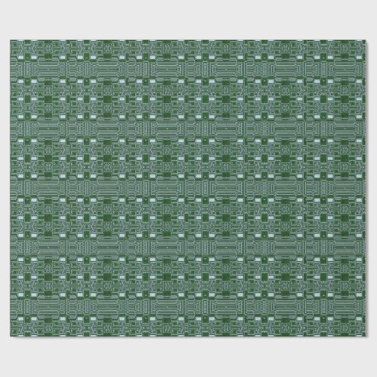 Groene witte-computercircuitaansluitingen cadeaupapier (Vlak)