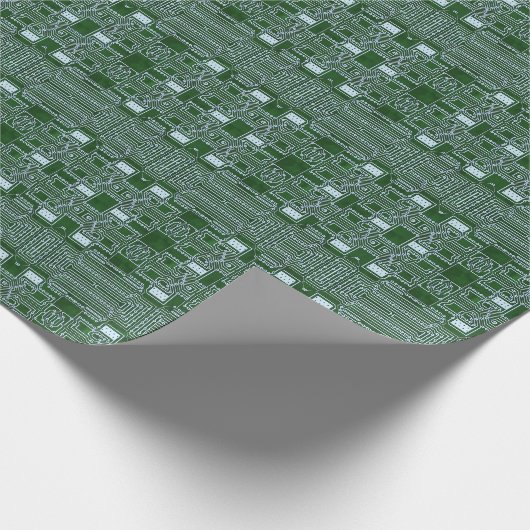 Groene witte-computercircuitaansluitingen cadeaupapier (Hoek)