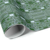 Groene witte-computercircuitaansluitingen cadeaupapier (Rol Hoek)