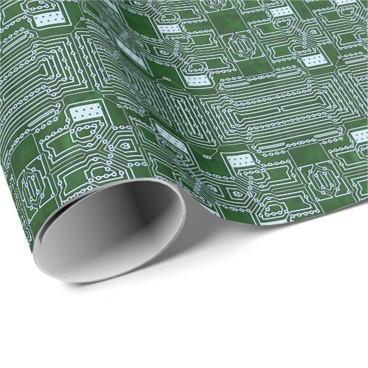 Groene witte-computercircuitaansluitingen cadeaupapier (Rol Hoek)