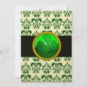 GROENE WITTE DAMASK MET SHAMROCK Black Gold Kaart