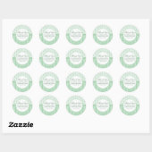 Groene witte damast en strepen bruiloft gunst zege ronde sticker (Vel)