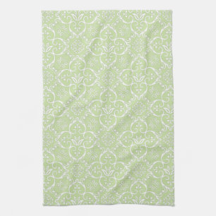 Groene & Witte Damast Keukenhanddoek