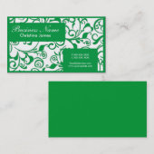 Groene witte damast professionele visitekaartjes (Voorkant / Achterkant)
