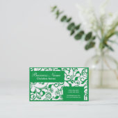 Groene witte damast professionele visitekaartjes (Staand voorkant)