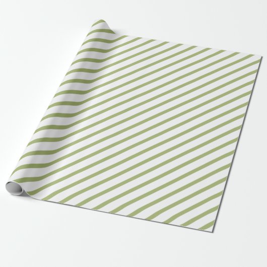 Groene witte diagonale streep cadeaupapier (Uitgerold)