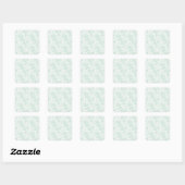  groene witte elegant florale illustratie vierkante sticker (Vel)