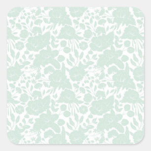  groene witte elegant florale illustratie vierkante sticker