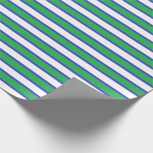 Groene, witte en blauwe strepen cadeaupapier (Hoek)