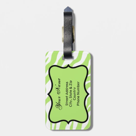 Groene, witte en Blauwgroen Zebra en Cheetah Oranj Bagagelabel (Achterkant verticaal)