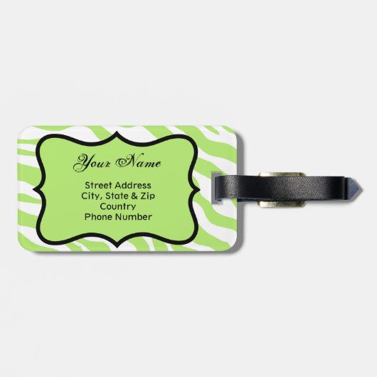 Groene, witte en Blauwgroen Zebra en Cheetah Oranj Bagagelabel (Achterkant horizontaal)