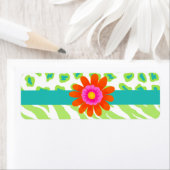 Groene, witte en Blauwgroen Zebra en Cheetah Oranj Etiket (Insitu)