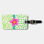 Groene, witte en Blauwgroen Zebra en Cheetah Roze  Bagagelabel (Voorkant horizontaal)