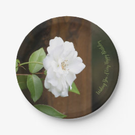 -groene witte en bruine Floral-ronde Papieren Bordje