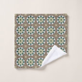 Groene, witte en bruine mandala bad handdoek (Wasdoekje)