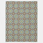 Groene, witte en bruine mandala fleece deken (Voorkant)