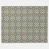 Groene, witte en bruine mandala fleece deken (Voorkant (Horizontaal))