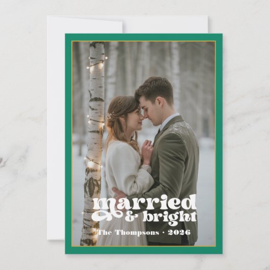 Groene, witte en gouden Passen getrouwd kerst Feestdagenkaart (Voorkant)